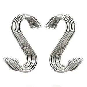 20 Pack 3.4" S Shaped Hooks Stainless Steel Metal Hangers Hanging Hooks for Kitchen, Work Shop, Bathroom, Garden 20 Pack 3.4" S Shaped Hooks Stainless Steel Metal Hangers Hanging Hooks for Kitchen, Work Shop, Bathroom, Garden