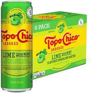 Sabores Lime with Mint Extract Flavored Sparkling Water, 12 fl oz Portable Cans, 8 Pack Sabores Lime with Mint Extract Flavored Sparkling Water, 12 fl oz Portable Cans, 8 Pack