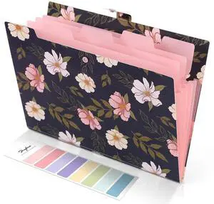 Accordion File Organizer, Floral Expanding File Folders with 5 Pockets, Cute Document Organizer for Paper Bills Receipt Storage, School Office & Hospital Supplies Letter/A4 Size Navy Blue Accordion File Organizer, Floral Expanding File Folders with 5 Pockets, Cute Document Organizer for Paper Bills Receipt Storage, School Office & Hospital Supplies Letter/A4 Size Navy Blue