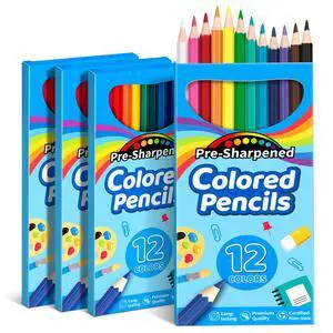 48 Count Colored Pencils, 4 Packs Pre-sharpened Coloring Pencils for Kids in 12 Colors, Bulk School Supplies for Teachers, Ideal Back to School Supplies & Classroom Prizes 48 Count Colored Pencils, 4 Packs Pre-sharpened Coloring Pencils for Kids in 12 Colors, Bulk School Supplies for Teachers, Ideal Back to School Supplies & Classroom Prizes