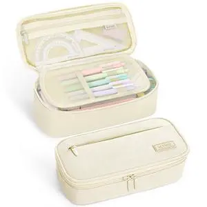 Cute Pencil Case, Large Capacity Pencil Pouch, Big Storage Organizer for Stationery, Zipper Pen Bag, Back to School Supplies, Office Organizer Makeup Bag, for Teen Girl Boy Men Women, Beige Cute Pencil Case, Large Capacity Pencil Pouch, Big Storage Organizer for Stationery, Zipper Pen Bag, Back to School Supplies, Office Organizer Makeup Bag, for Teen Girl Boy Men Women, Beige