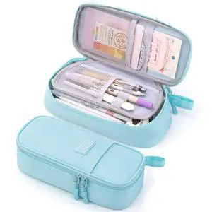Durable Pencil Case Big Storage Pen Pouch Bag for School Supplies Office College Teen Adults, Light Blue Durable Pencil Case Big Storage Pen Pouch Bag for School Supplies Office College Teen Adults, Light Blue