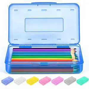 Pencil Box, Crayon Box Clear, Hard Pencil Case, Plastic Large Pencil Box, Colored Marker Sticker Box, School Box for Boys Girls Adult, Teacher Supplies for Classroom, Homeschool School Supplies Pencil Box, Crayon Box Clear, Hard Pencil Case, Plastic Large Pencil Box, Colored Marker Sticker Box, School Box for Boys Girls Adult, Teacher Supplies for Classroom, Homeschool School Supplies