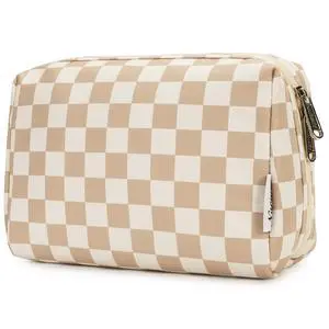 Checkered Makeup Bag Travel Cosmetic Bag Organizer Toiletry Bag Make Up Bags with Compartments for Women Girls (Large, Light Checkerboard) Checkered Makeup Bag Travel Cosmetic Bag Organizer Toiletry Bag Make Up Bags with Compartments for Women Girls (Large, Light Checkerboard)