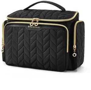 Travel Toiletry Bag, Large Wide-open Travel Bag for Toiletries, Makeup Cosmetic Travel Bag with Handle-Black Travel Toiletry Bag, Large Wide-open Travel Bag for Toiletries, Makeup Cosmetic Travel Bag with Handle-Black