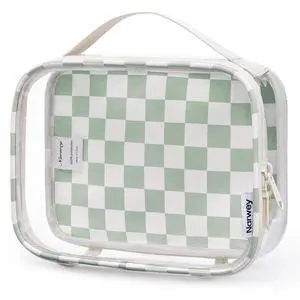 TSA Approved Toiletry Bag Carry on Clear Toiletry Bag Makeup Bag, Airport Airline Quart Size Travel Bags, Waterproof Portable Compact Cosmetic Make up Organizer Bag (Mint Green Checkerboard) TSA Approved Toiletry Bag Carry on Clear Toiletry Bag Makeup Bag, Airport Airline Quart Size Travel Bags, Waterproof Portable Compact Cosmetic Make up Organizer Bag (Mint Green Checkerboard)