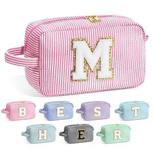 Gifts for Girls Women - Initial Makeup Bag Cosmetic Bag Toiletry Pouch, Personalized Birthday Gifts for Women Girls Mom Daughter Sister Friends, Pink M Gifts for Girls Women - Initial Makeup Bag Cosmetic Bag Toiletry Pouch, Personalized Birthday Gifts for Women Girls Mom Daughter Sister Friends, Pink M