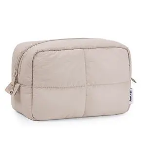 Travel Makeup Bag for Women Girl, Puffy Make up Organizer Cosmetic Bag, Cute Small Travel Toiletry Bag for Toiletries (Khaki) Travel Makeup Bag for Women Girl, Puffy Make up Organizer Cosmetic Bag, Cute Small Travel Toiletry Bag for Toiletries (Khaki)