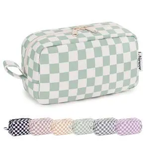 Checkered Makeup Bag, Travel Cosmetic Bag Organizer, Toiletry Bag Make Up Bags with Comparments for Women and Girls, Gift for Teen Girls (Mint Green Checkerboard, Large) Checkered Makeup Bag, Travel Cosmetic Bag Organizer, Toiletry Bag Make Up Bags with Comparments for Women and Girls, Gift for Teen Girls (Mint Green Checkerboard, Large)