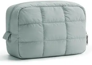 Puffer Travel Makeup Bag for Women Girl, Quilted Puffy Cosmetic Bag Make Up Bag Organizer, Cute Travel Toiletry Bag for Toiletries (Sage Green) Puffer Travel Makeup Bag for Women Girl, Quilted Puffy Cosmetic Bag Make Up Bag Organizer, Cute Travel Toiletry Bag for Toiletries (Sage Green)