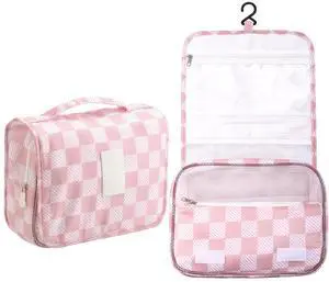 Toiletry Bag for Women, Pink Waterproof Hanging Cosmetic Bag Portable Makeup Pouch Multifunction Handle Travel Toiletry Bag for Teen Girl Gifts Toiletry Bag for Women, Pink Waterproof Hanging Cosmetic Bag Portable Makeup Pouch Multifunction Handle Travel Toiletry Bag for Teen Girl Gifts