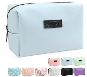 Small Makeup Bag For Purse, Travel Cosmetic Bag Makeup Pouch PU Leather Portable Versatile Zipper Pouch For Women (Blue) Small Makeup Bag For Purse, Travel Cosmetic Bag Makeup Pouch PU Leather Portable Versatile Zipper Pouch For Women (Blue)