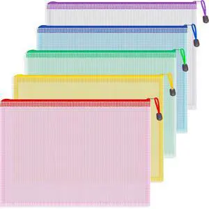 5PCS Mesh Zipper Pouch Bags, A4 Zipper File Bags for Organizing Storage, Waterproof Plastic Pencil Pouches, Reusable File Bag for School, Office Classroom Organization Supplies, 5 Colors 5PCS Mesh Zipper Pouch Bags, A4 Zipper File Bags for Organizing Storage, Waterproof Plastic Pencil Pouches, Reusable File Bag for School, Office Classroom Organization Supplies, 5 Colors