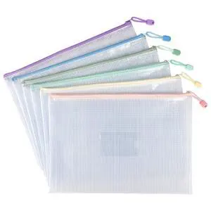 6 Pack Mesh Zipper Pouch Bags with Label Pocket, Letter/A4 6 Pack Mesh Zipper Pouch Bags with Label Pocket, Letter/A4