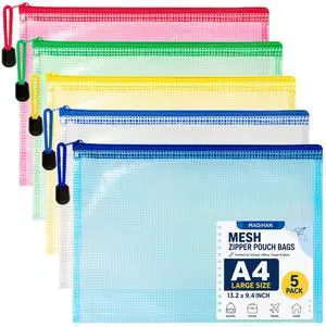 Mesh Zipper Pouch Bags - 5 Pack Large Waterproof Zipper Bags 13.2 x 9.4 Inch Clear Mesh Storage Pouches Assorted Colors for Home, Office, Travel, Puzzles, Cosmetic, Accessories Mesh Zipper Pouch Bags - 5 Pack Large Waterproof Zipper Bags 13.2 x 9.4 Inch Clear Mesh Storage Pouches Assorted Colors for Home, Office, Travel, Puzzles, Cosmetic, Accessories