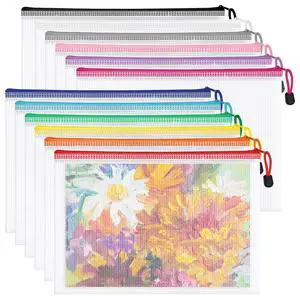 12pcs Mesh Zipper Pouch Bags, Waterproof A4 Letter Size Puzzle Bag for Organizing, Storage, Board Games and Office Supplies, 12 Colors 12pcs Mesh Zipper Pouch Bags, Waterproof A4 Letter Size Puzzle Bag for Organizing, Storage, Board Games and Office Supplies, 12 Colors