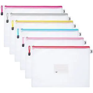 Plastic Mesh Zipper Pouch with Label Pocket, A4, 6 Pack Plastic Mesh Zipper Pouch with Label Pocket, A4, 6 Pack