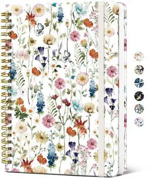 Spiral Journal Notebook for Women, Pretty Hardcover Lined Notebook for Work & Note Taking, Aesthetic Cute Journal for Writing, 140 Pages, 5.8"x8.3", Floral Spiral Journal Notebook for Women, Pretty Hardcover Lined Notebook for Work & Note Taking, Aesthetic Cute Journal for Writing, 140 Pages, 5.8"x8.3", Floral