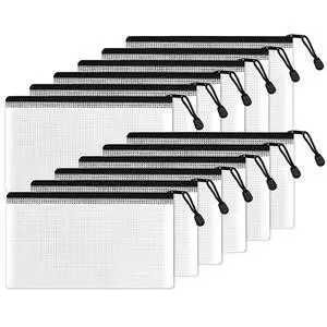 Plastic Mesh Zipper Pouch 4.6x9.2 in (Black, 12 Packs), Small Water-Resistant Zip Bag for School Office Supplies, Pencil Organizing Storage Plastic Mesh Zipper Pouch 4.6x9.2 in (Black, 12 Packs), Small Water-Resistant Zip Bag for School Office Supplies, Pencil Organizing Storage