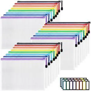 24pcs A4 Zipper Pouch Bags, Mesh Pouch Bags with Labels for Board Games & Puzzles Supplies, Waterproof Document Zipper Cases for School Toys Office Cosmetics Travel Storage,8 Colors 24pcs A4 Zipper Pouch Bags, Mesh Pouch Bags with Labels for Board Games & Puzzles Supplies, Waterproof Document Zipper Cases for School Toys Office Cosmetics Travel Storage,8 Colors