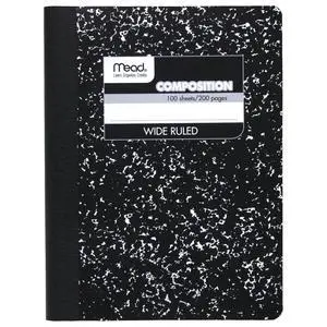Composition Notebook, Wide Ruled Paper, 7.5" x 9.75", 100 Sheets, Black Marble (09910) Composition Notebook, Wide Ruled Paper, 7.5" x 9.75", 100 Sheets, Black Marble (09910)