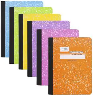 Composition Notebook, Wide Ruled 7.5" x 9.75" Paper, 100 Sheets, Assorted Colors, 6 Pack (950054-ECM) Composition Notebook, Wide Ruled 7.5" x 9.75" Paper, 100 Sheets, Assorted Colors, 6 Pack (950054-ECM)