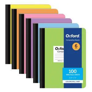 Composition Notebooks, 6 Pack, Cover Colors Vary, Wide Ruled Paper, 9-3/4 x 7-1/2 Inch School Journals, Assorted Pastel Covers, 100 Sheets, per Book (63759) Composition Notebooks, 6 Pack, Cover Colors Vary, Wide Ruled Paper, 9-3/4 x 7-1/2 Inch School Journals, Assorted Pastel Covers, 100 Sheets, per Book (63759)
