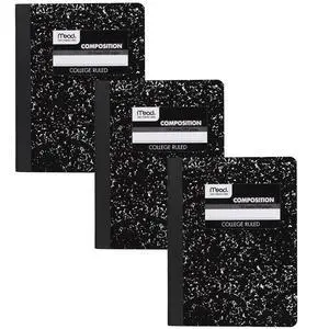 Composition Notebook, 3 Pack, College Ruled Paper, 7-1/2" x 9-3/4", 100 Sheets per Comp Book, Black Marble (38111) Composition Notebook, 3 Pack, College Ruled Paper, 7-1/2" x 9-3/4", 100 Sheets per Comp Book, Black Marble (38111)