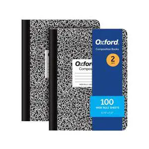 Composition Notebooks, 9-3/4 x 7-1/2 Inch School Journals, Wide Ruled Paper, Black Marble Covers, 100 Sheets per Book, 2 Pack (1002516) Composition Notebooks, 9-3/4 x 7-1/2 Inch School Journals, Wide Ruled Paper, Black Marble Covers, 100 Sheets per Book, 2 Pack (1002516)