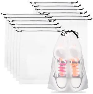 12 Pack Shoe Bags for Travel Transparent, Waterproof, Portable Shoe Storage for Packing (15.7" x 11.8") Travel Essentials for Men & Women 12 Pack Shoe Bags for Travel Transparent, Waterproof, Portable Shoe Storage for Packing (15.7" x 11.8") Travel Essentials for Men & Women