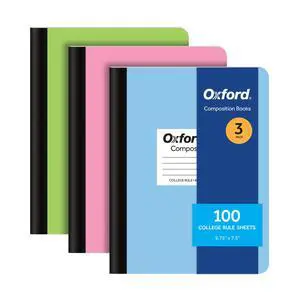 Composition Notebooks, 9-3/4 x 7-1/2 Inch School Journals, College Ruled Paper, Pastel Color Covers, 100 Sheets per Book, 3 Pack (1002520) Composition Notebooks, 9-3/4 x 7-1/2 Inch School Journals, College Ruled Paper, Pastel Color Covers, 100 Sheets per Book, 3 Pack (1002520)