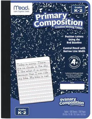 Primary Composition Book, Primary Ruled Journal, Grades K-2, 7-1/2" x 9-3/4", 100 Sheets, Blue Marble (09902) Primary Composition Book, Primary Ruled Journal, Grades K-2, 7-1/2" x 9-3/4", 100 Sheets, Blue Marble (09902)