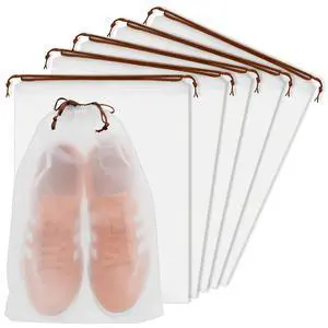 Shoe Bags for Travel,Large Waterproof Portable Drawstring Clear Shoe Bags,Travel Essentials for Men and Women,15.7 x 11.8 inches, 5 PACK (Translucent, 5pack) Shoe Bags for Travel,Large Waterproof Portable Drawstring Clear Shoe Bags,Travel Essentials for Men and Women,15.7 x 11.8 inches, 5 PACK (Translucent, 5pack)