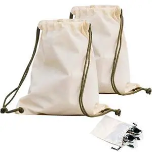 Canvas Shoe Bags for Travel, 2 Pcs, 17.7x13.8in, Beige Canvas Shoe Bags for Travel, 2 Pcs, 17.7x13.8in, Beige