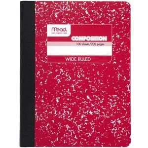 Composition Notebook, Wide Ruled Paper, 7-1/2" x 9-3/4", 100 Sheets, Red Marble (09918AB5) Composition Notebook, Wide Ruled Paper, 7-1/2" x 9-3/4", 100 Sheets, Red Marble (09918AB5)