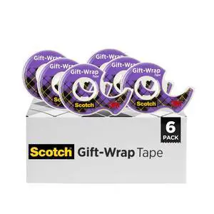 Gift Wrap Tape, 6 Rolls, The Go-To Tape for the Holidays, 3/4 x 650 Inches, Dispensered (615-GW) Gift Wrap Tape, 6 Rolls, The Go-To Tape for the Holidays, 3/4 x 650 Inches, Dispensered (615-GW)