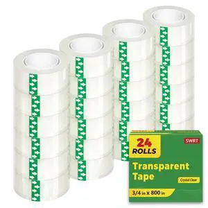 Tape, 24 Rolls Clear Tape Refills for Dispenser, Transparent Tape, 3/4 in x 800 in Tape Rolls, Strong Adhesive Tape for Gift Wrapping, Home, School & Office Tape Tape, 24 Rolls Clear Tape Refills for Dispenser, Transparent Tape, 3/4 in x 800 in Tape Rolls, Strong Adhesive Tape for Gift Wrapping, Home, School & Office Tape