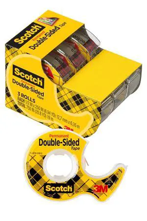 Double-Sided Tape, 1/2 in x 250 in (12.7 mm x 6.35 m), 3 Pack Double-Sided Tape, 1/2 in x 250 in (12.7 mm x 6.35 m), 3 Pack