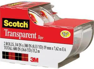 Transparent Tape, 3/4 in x 250 in, 2 Rolls Transparent Tape, 3/4 in x 250 in, 2 Rolls