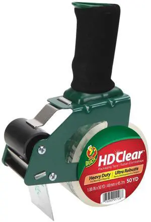 HD Clear Packing Tape Dispenser Heavy Duty Packaging Tape Gun for Packing Boxes, Shipping and Moving - Includes 1 Refill Roll of HD Clear 1.88 In. x 50 Yards - Foam Handle (287398) HD Clear Packing Tape Dispenser Heavy Duty Packaging Tape Gun for Packing Boxes, Shipping and Moving - Includes 1 Refill Roll of HD Clear 1.88 In. x 50 Yards - Foam Handle (287398)