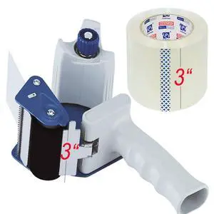 3" Heavy Duty Packing Tape 1 Roll with 3" Tape Gun, Clear, 2.7 mil, 3 inch x 65 Yards, for Packagin, Shipping and Moving 3" Heavy Duty Packing Tape 1 Roll with 3" Tape Gun, Clear, 2.7 mil, 3 inch x 65 Yards, for Packagin, Shipping and Moving