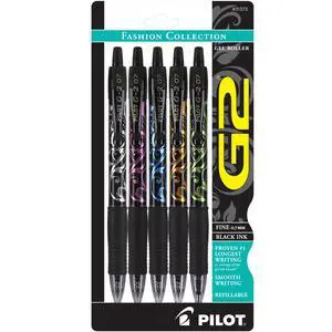 G2 Premium Refillable and Retractable Rolling Ball Gel Pens, Fine Point, Fashion Collection, 0.7 mm, Black Ink Pens, 5-Pack G2 Premium Refillable and Retractable Rolling Ball Gel Pens, Fine Point, Fashion Collection, 0.7 mm, Black Ink Pens, 5-Pack
