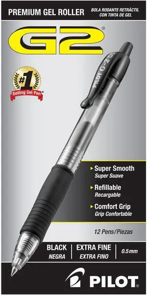 G2 Premium Gel Roller Pens, Extra Fine Point 0.5 mm, Gel Pens Black Ink, Pack of 12 - Ideal for School, Journaling & Office Writing G2 Premium Gel Roller Pens, Extra Fine Point 0.5 mm, Gel Pens Black Ink, Pack of 12 - Ideal for School, Journaling & Office Writing