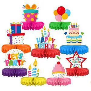 Happy Birthday Decorations Set - Colorful Themed Honeycomb Centerpiece, Table Decoration for Kids' Birthday Party Supplies Happy Birthday Decorations Set - Colorful Themed Honeycomb Centerpiece, Table Decoration for Kids' Birthday Party Supplies