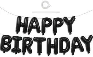 Black Happy Birthday Balloons Banner Decoration 16 Inch Mylar Foil Letters Birthday Sign Banner Bunting Reusable for 30th 40th 50th 60th Men Adults and Halloween Party Supplies Black Happy Birthday Balloons Banner Decoration 16 Inch Mylar Foil Letters Birthday Sign Banner Bunting Reusable for 30th 40th 50th 60th Men Adults and Halloween Party Supplies