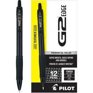 G2 Edge Premium Gel Roller Pens, Fine Point 0.7 mm, Gel Pens Black Ink, Pack of 12 - Ideal for School, Journaling & Office Writing G2 Edge Premium Gel Roller Pens, Fine Point 0.7 mm, Gel Pens Black Ink, Pack of 12 - Ideal for School, Journaling & Office Writing