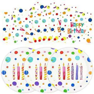 50PCS Happy Birthday Plates and Napkins, 7inch Colorful Dots Birthday Cake Dessert Plates Disposable Paper Dinnerware Set for Birthday's Party Supplies Decorations (Birthday's Candle, 7 Inch) 50PCS Happy Birthday Plates and Napkins, 7inch Colorful Dots Birthday Cake Dessert Plates Disposable Paper Dinnerware Set for Birthday's Party Supplies Decorations (Birthday's Candle, 7 Inch)