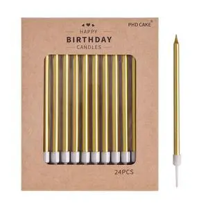 Gold Long Thin Metallic Birthday Candles, Cake Candles, Birthday Parties, Wedding Decorations, Party Candles, Cake Decorations Gold Long Thin Metallic Birthday Candles, Cake Candles, Birthday Parties, Wedding Decorations, Party Candles, Cake Decorations