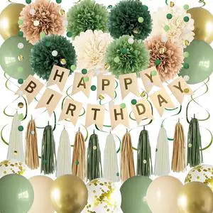 Green Birthday Party Decorations for Women Girls with Happy Birthday Banner,Tissue Paper Pompoms, Paper Tassel,Circle Garland,Hanging Swirl,Decorations Balloons for Party Decor (sage green) Green Birthday Party Decorations for Women Girls with Happy Birthday Banner,Tissue Paper Pompoms, Paper Tassel,Circle Garland,Hanging Swirl,Decorations Balloons for Party Decor (sage green)