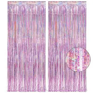 Pink Tinsel Curtain Party Backdrop - Foil Fringe Curtain Lilac Pink Party Streamers for Birthday Girl Themed Party Decorations - 2 Packs Pink Tinsel Curtain Party Backdrop - Foil Fringe Curtain Lilac Pink Party Streamers for Birthday Girl Themed Party Decorations - 2 Packs